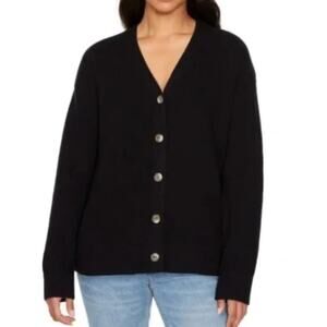 Hudson Jeans 100% Cotton Cardigan‎ Sweater Ribbed Oversize Layering Neutral S